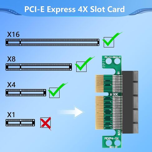 CERRXIAN PCI-E Adapter Card PCI-E X1 Male to Female Interface Extender Protection Card,PCI-E Express 1X Slot Extension Riser Card for 1U Height Computer Server PCIe Socket Adapter (PCI-E X4) in Saudi Arabia