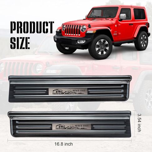 واقيات عتبة الباب لسيارة Jeep 2018-2024 Wrangler JL JLU & 2020-2022 Gladiator JT، نمط ألياف الكربون 304 واقي دخول الباب من الفولاذ المقاوم للصدأ تغطية كاملة لحماية عتبة الباب (تصميم براءة اختراع) in Kuwait