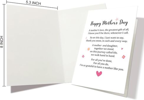 Nchigedy Sweet Mother's Day Card from Daughter, Happy Mother's Day Card for Mom, Poem Mother's Day Card for Mom from Daughter, Grateful to Have A Mother Like You in Saudi Arabia