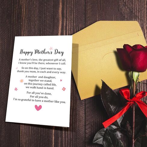 Nchigedy Sweet Mother's Day Card from Daughter, Happy Mother's Day Card for Mom, Poem Mother's Day Card for Mom from Daughter, Grateful to Have A Mother Like You in Saudi Arabia