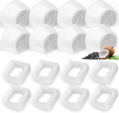 16 حزمة Cat Fountain Fountain بديل ، 8 مرشحات الكربون و 8 Foam Sponge Pre-Filter Fit لنوافير الحيوانات الأليفة من السيراميك والفولاذ المقاوم للصدأ متعددة in Kuwait