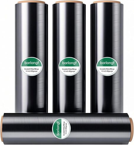 Black Stretch Wrap Roll-Heavy Duty Industrial Strength 18in x 1500ft, Black Shrink Wrap Film Roll 80 Gauge - Ideal for Warehouse, Pallet Moving, Shipping, and Household Packing in Saudi Arabia