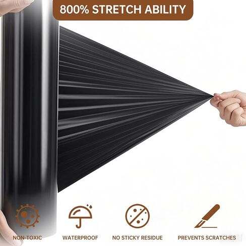 Black Stretch Wrap Roll-Heavy Duty Industrial Strength 18in x 1500ft, Black Shrink Wrap Film Roll 80 Gauge - Ideal for Warehouse, Pallet Moving, Shipping, and Household Packing in Saudi Arabia