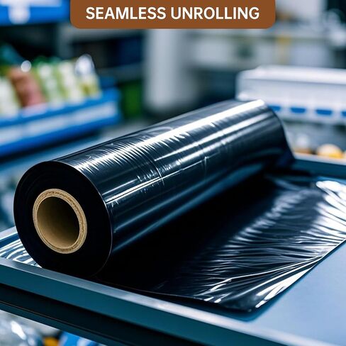 Black Stretch Wrap Roll-Heavy Duty Industrial Strength 18in x 1500ft, Black Shrink Wrap Film Roll 80 Gauge - Ideal for Warehouse, Pallet Moving, Shipping, and Household Packing in Saudi Arabia