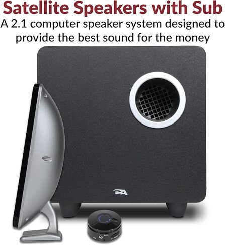 Cyber Acoustics CA-3810 2.1 Multimedia Speaker System with Subwoofer, 80 Watts Peak Power, Strong Bass, Perfect for Music, Movies, and Games in Kuwait