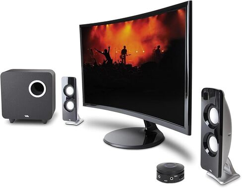 Cyber Acoustics CA-3810 2.1 Multimedia Speaker System with Subwoofer, 80 Watts Peak Power, Strong Bass, Perfect for Music, Movies, and Games in Kuwait