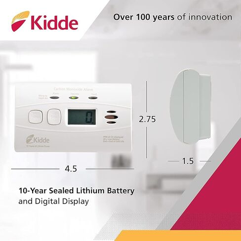 كاشف أول أكسيد الكربون من كيدي مع بطارية تدوم 10 سنوات، شاشة رقمية، 3 مصابيح LED، مؤشر بديل، ذاكرة مستوى الذروة in Kuwait