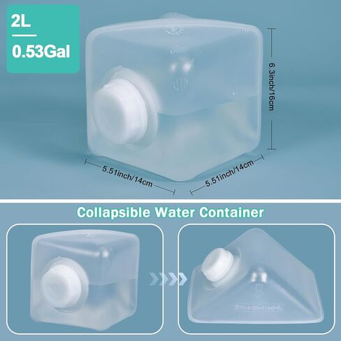 2 Pcs, 5.3Gallons Collapsible Water Container with Spigot, BPA Free Camping Water Jug, Portable Food Safe Water Storage Containers, Reusable Water Tank for Outdoors, Survival Kits, Hurricanes in Kuwait
