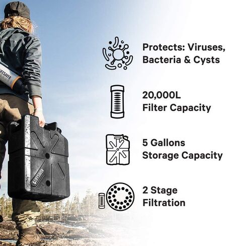 LifeSaver Jerrycan Pyrifier - المواصفات العسكرية ، جهاز تنقية المياه الثقيلة للبرية ، والتخييم ، والمشي لمسافات طويلة ، والاستعداد للطوارئ ، ومجموعة البقاء على قيد الحياة (أخضر الجيش) in Saudi Arabia