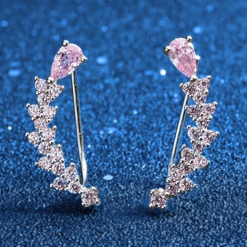 EVER FAITH Women's 925 Sterling Silver CZ Sweep Ear Pin Cuff Wrap Hook Earrings 1 Pair in Saudi Arabia