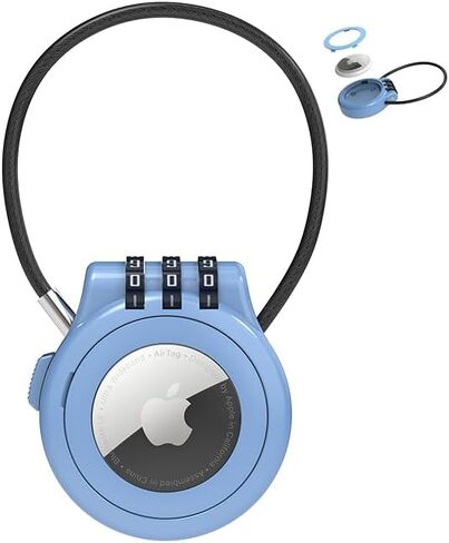 AirTag Secure Holder with Wire Cable,Anti-Theft,3-Digit Combination Lock,Ultra Durable Anti-Lost Protective Case with Keyring for Luggage in Saudi Arabia