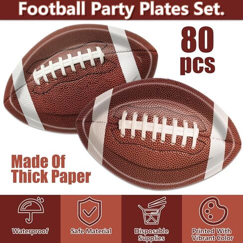 Football Party Supplies Kit 80 Pcs, Includes Dinner Plates, Dessert Plates for Football Fans Birthday Party Football Game Day Tailgate Party Decorations in Kuwait