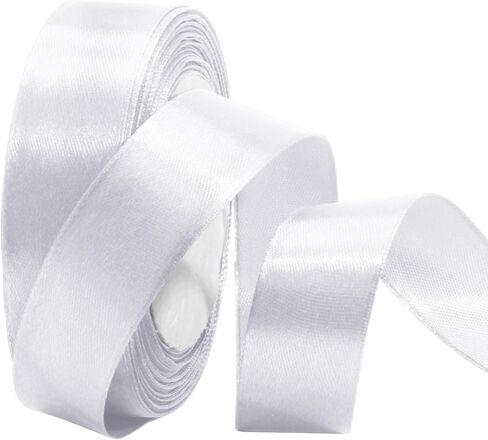 Luomorgo 1 Inch White Satin Ribbon, 25 Yards Solid Color Ribbon, Fabric Ribbon for Gift Wrapping, Flower Bouquet, DIY Craft, Sewing, Wedding, Birthday Party Decorations in Kuwait