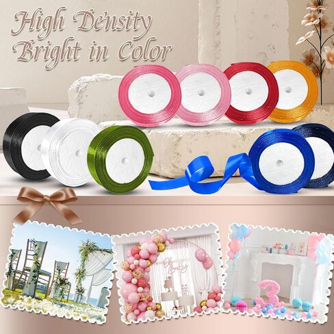 Luomorgo 1 Inch White Satin Ribbon, 25 Yards Solid Color Ribbon, Fabric Ribbon for Gift Wrapping, Flower Bouquet, DIY Craft, Sewing, Wedding, Birthday Party Decorations in Kuwait