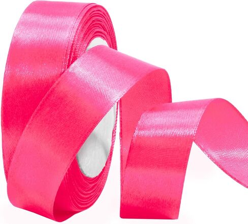 Luomorgo 1 Inch White Satin Ribbon, 25 Yards Solid Color Ribbon, Fabric Ribbon for Gift Wrapping, Flower Bouquet, DIY Craft, Sewing, Wedding, Birthday Party Decorations in Kuwait
