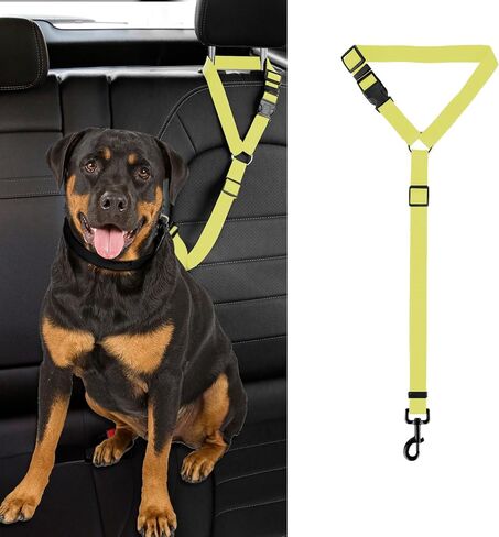 Dog Cat Safety Seather Belt Belt Carrest Headrest Headrest Restable Nylon Fabric قيود الكلاب على مسار أحزمة مقعد السيارة (الأزرق ، بدون بنجي-1PC المرن) in Kuwait