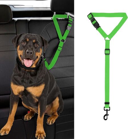 Dog Cat Safety Seat Belt Strap Car Headrest Restraint Adjustable Nylon Fabric Dog Restraints Vehicle Seatbelts Harness (Blue, No Elastic Bungee-1pcs) in Saudi Arabia