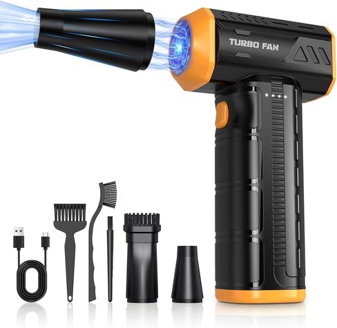 Compressed-air-Duster-Mini-Jet-Blower-Keyboard Cleaner-air Blower 300000 RPM -10000mAH-Replace can of air-car air dusters-Electric pc Duster-Turbo Fan-Cordless Cleaning Kits (Black) in Kuwait