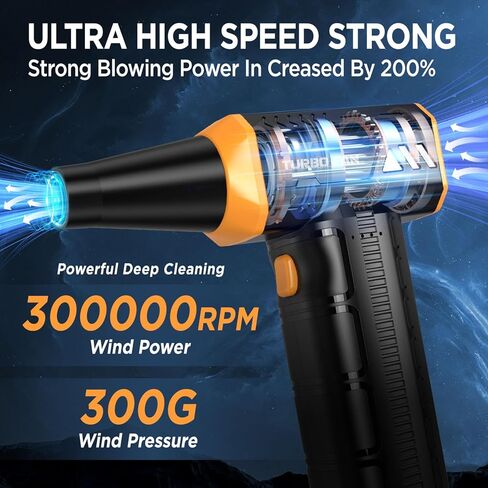Compressed-air-Duster-Mini-Jet-Blower-Keyboard Cleaner-air Blower 300000 RPM -10000mAH-Replace can of air-car air dusters-Electric pc Duster-Turbo Fan-Cordless Cleaning Kits (Black) in Kuwait