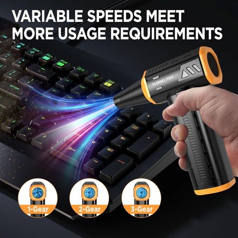 Compressed-air-Duster-Mini-Jet-Blower-Keyboard Cleaner-air Blower 300000 RPM -10000mAH-Replace can of air-car air dusters-Electric pc Duster-Turbo Fan-Cordless Cleaning Kits (Black) in Kuwait