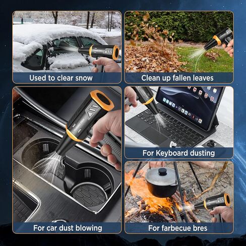 Compressed-air-Duster-Mini-Jet-Blower-Keyboard Cleaner-air Blower 300000 RPM -10000mAH-Replace can of air-car air dusters-Electric pc Duster-Turbo Fan-Cordless Cleaning Kits (Black) in Kuwait