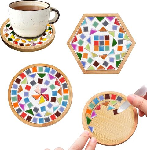 Nuyoach Mosaic Tiles Crafts Kits للأطفال البالغين ، 2 مجموعات من الزجاج DIY مركبة الفسيفساء مع حزمة مواد صنع السفينة الخشبية للنساء ، والهدايا الفسيرة الفسيرة الفسيرة السائبة للديكور الصيف ديكور المنزل in Kuwait