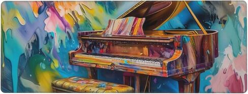 Gaming Mouse Pad, Large Non-Slip Rubber Base Mousepad, Keyboard Mouse Mat, Desk Pad with Stitched Edges, 31.5x11.8inch, Oil Painting of Piano in Kuwait