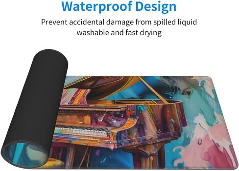 Gaming Mouse Pad, Large Non-Slip Rubber Base Mousepad, Keyboard Mouse Mat, Desk Pad with Stitched Edges, 31.5x11.8inch, Oil Painting of Piano in Kuwait