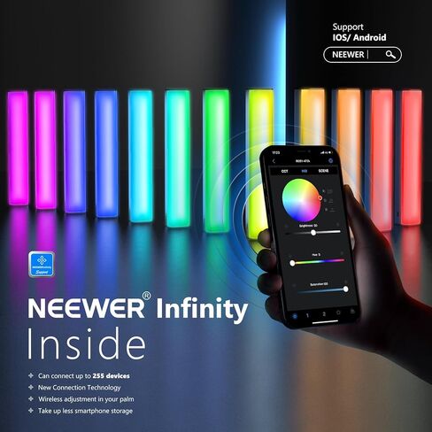 نيوير عصا اضاءة RGB مع تحكم 2.4 جيجا/تطبيق، خلاط اضاءة RGB مطور 360 درجة قابل للمس، عصا اضاءة LED للتصوير الفوتوغرافي والفيديو مع 2500-10000 كلفن، CRI/TLCI97+، 18 مشهد، بطارية 7.4 فولت/31 واط في in Kuwait