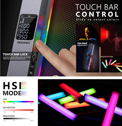 نيوير عصا اضاءة RGB مع تحكم 2.4 جيجا/تطبيق، خلاط اضاءة RGB مطور 360 درجة قابل للمس، عصا اضاءة LED للتصوير الفوتوغرافي والفيديو مع 2500-10000 كلفن، CRI/TLCI97+، 18 مشهد، بطارية 7.4 فولت/31 واط في in Kuwait