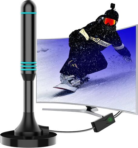 TV Antenna Amplifier Indoor/Outdoor, High Gain TV Antenna Amplifier, Indoor/Outdoor Signal Booster for Digital TV, Low Noise & Pixel-Free Clarity, Adjustable Gain & Timer, USB-Powered(Black) in Saudi Arabia