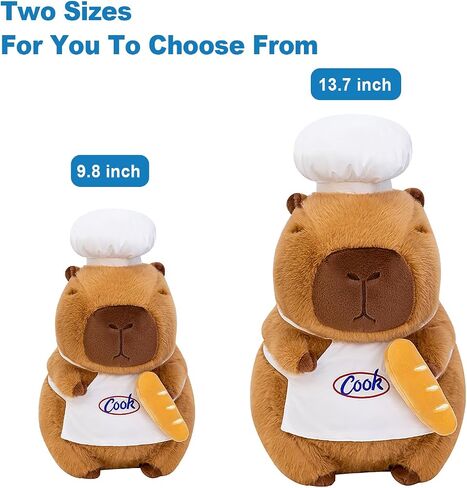 Ditucu Cute Capybara Plush with Cooking Chef Hat Bread Capibara Stuffed Animal Soft Plushies Toys Hugging Gifts for Kids Brown 13.7 inch in Saudi Arabia