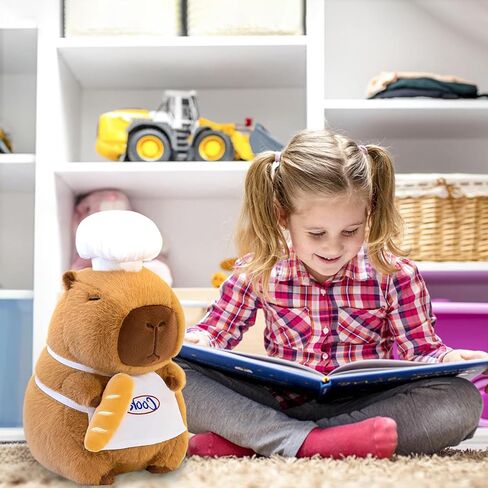 Ditucu Cute Capybara Plush with Cooking Chef Hat Bread Capibara Stuffed Animal Soft Plushies Toys Hugging Gifts for Kids Brown 13.7 inch in Saudi Arabia