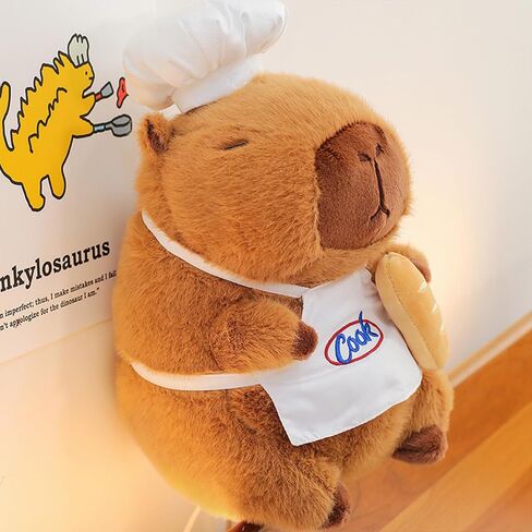 Ditucu Cute Capybara Plush with Cooking Chef Hat Bread Capibara Stuffed Animal Soft Plushies Toys Hugging Gifts for Kids Brown 13.7 inch in Saudi Arabia