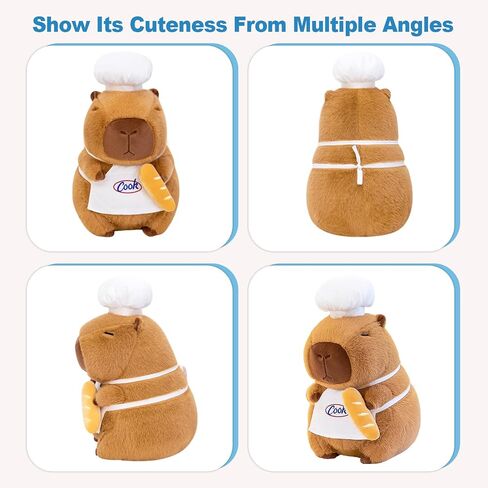 Ditucu Cute Capybara Plush with Cooking Chef Hat Bread Capibara Stuffed Animal Soft Plushies Toys Hugging Gifts for Kids Brown 13.7 inch in Saudi Arabia