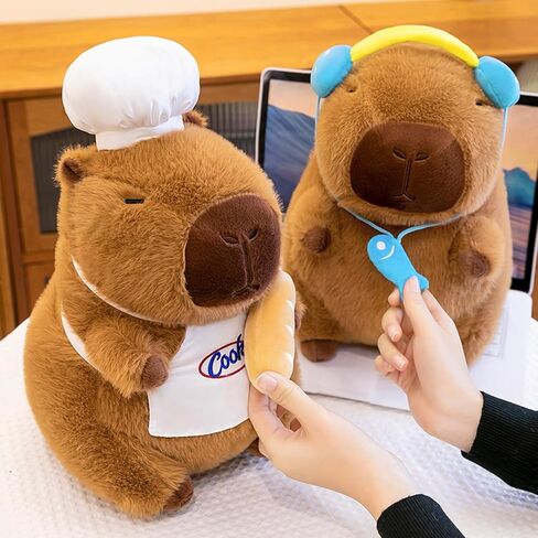 Ditucu Cute Capybara Plush with Cooking Chef Hat Bread Capibara Stuffed Animal Soft Plushies Toys Hugging Gifts for Kids Brown 13.7 inch in Saudi Arabia