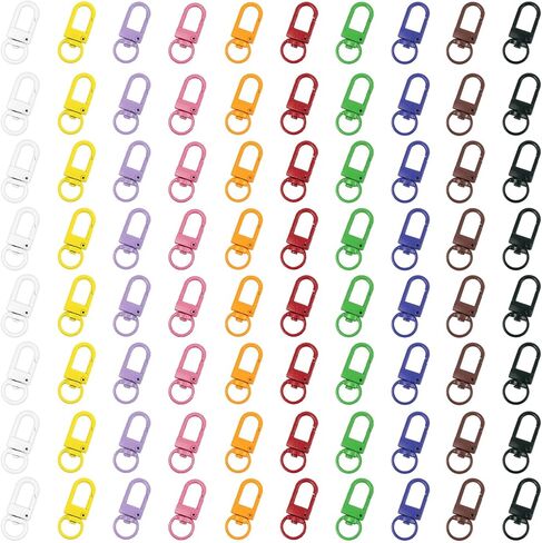 80 PCS Metal Swivel Clasp Lobster Claw Clasps for Colorful Keychain Key Chain Clip Hooks Lobster Claw Clasp with Key Rings Jewelry Clasps (Colorful) in Kuwait