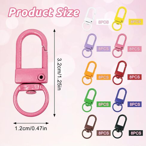 80 PCS Metal Swivel Clasp Lobster Claw Clasps for Colorful Keychain Key Chain Clip Hooks Lobster Claw Clasp with Key Rings Jewelry Clasps (Colorful) in Kuwait