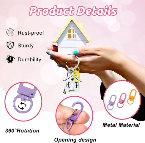 80 PCS Metal Swivel Clasp Lobster Claw Clasps for Colorful Keychain Key Chain Clip Hooks Lobster Claw Clasp with Key Rings Jewelry Clasps (Colorful) in Kuwait