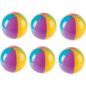 Fun Express - Bright Beach Ball (6pc/st) for Summer - Toys - Inflates - Beach Balls - Summer - 6 Pieces