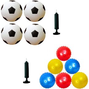 appleround 4 كرات كرة قدم + 6 كرات knobby ، حزمة كرات كرة قدم بحجم 5 بوصات مع كرات knobby مقاس 7 بوصات للأطفال الصغار والأطفال-مع المضخة