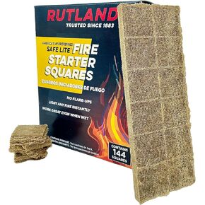 Rutland Safe Lite Fire Starter Squares & Fire Blanket Bundle, 144 Squares, 40" x 40" Fire Suppression Blanket for Grease & Kitchen Fire