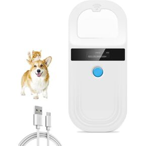 Pet Microchip Scanner, Portable Animal Chip ID Scanner, 134.2KHz 128 Records Data Storage Animal Microchip Reader Scanner for Dog Pig Animal Management