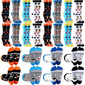 JaGely 24 Pairs Funny Sports Socks Nurse Gifts for Nurses Doctors Novelty Music Basketball Soccer Football Socks for Men