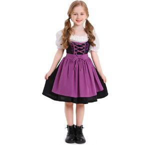 Awibmk Kids Oktoberfest Costume Girls Dirndl Dirndl with Apron Floral Maid Dress Outsplay Cosplay