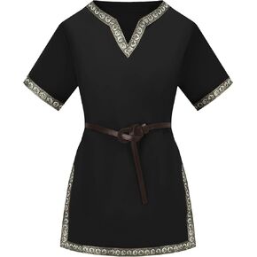 Emitory Boys Medieval Knight Costume Kids Tunic Renaissance V Neck Shirt Viking Vintage Warrior Halloween Tops
