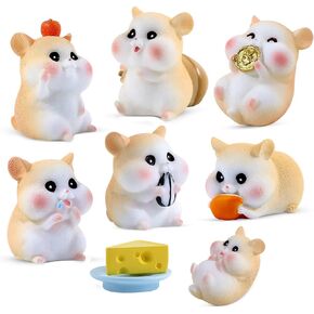 9 حزمة Mini Hamsters شخصيات القبعات العليا ، مصغرة Hamsters Fairy Garden Decoration للأطفال