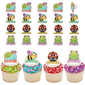 DecoPac Critter Cuties Cupcake Rings, 24 Adorable Animal Cupcake Toppers, Food Safe Cake Decorations - 24 Pack