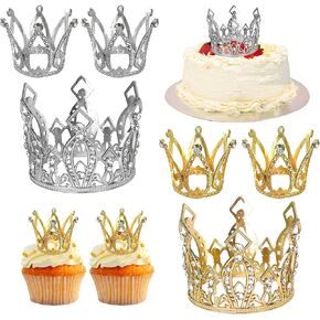 6 حزمة Mini Crown Cupcake Topcake Topcake Princess Crown Cupcake تختار التاج Zircon Women Lady Girl Birthday Bridal Wedding Royal Party Cupcake Decorations