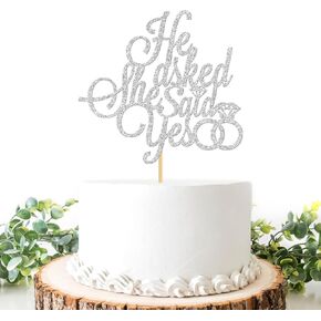 سألها قالت نعم كيك توبر ، مخطوبة للتو ، من ملكة جمال إلى السيدة ، Silver Glitter Bride لتكون سعيدة ديكورات كعكة حزب المشاركة
